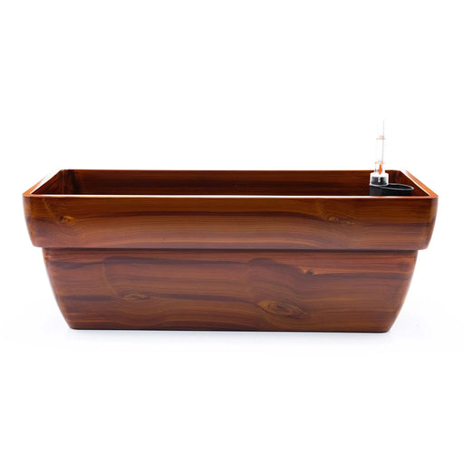 7.8 in. Dark Wood Plastic Rectangle Self-watering Planter Pot Default -DTYStore