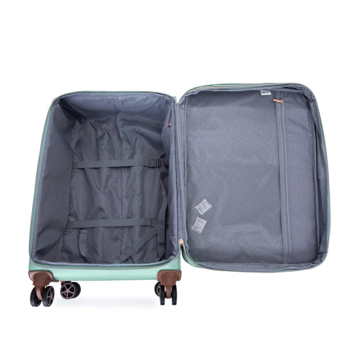 Softshell Suitcase Spinner Wheels Terylene Luggage Set Green 4-Piece Lightweight Durable - Image 5