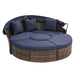 Hot Sale KD Rattan Round Lounge With Canopy Bali Canopy Bed Outdoor, Wicker Outdoor Sofa Bed with lift coffee table - DTYStore