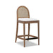 Panama 26.5' Curved Back Cane Rattan Counter Stool, Set of 2, Ivory White Boucle - DTYStore