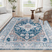 Area Rug 8x10 Vintage Bohemia Large Persian Non-slip Washable Rug For Living Room Kitchen Bedroom Living Room Flower Design Blue - DTYStore