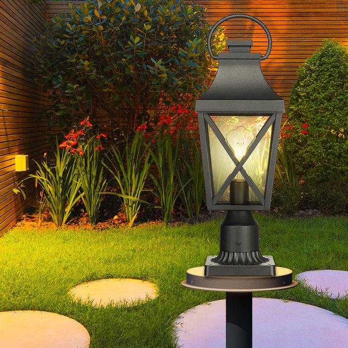 Outdoor Post Light,Lamp Post Light Fixture,Post Lantern with Pier Mount Base,Textured Black,21.3in,Suitable for Gardens, Yards or Entrances (2 pack)