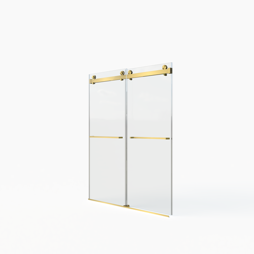 56-60'W x 70'H Frameless Double Sliding Shower Door,5/16' (8mm) Thick SGCC Tempered Clear Glass,Double Side Easy Clean Coat,Brushed Gold Finished With Buffer - Image 10