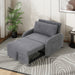 3-in-1 Convertible Sleeper Sofa Bed with Pillow & Pocket, Loveseat Sleeper Chair in Soft Cotton Linen, for Living Room, Bedroom, Study, Apartment, Gray - DTYStore