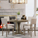 5-Piece Retro Round Dining Table Set with Curved Trestle Style Table Legs and 4 Upholstered Chairs for Dining Room - DTYStore