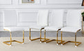 Luxury Simple Arch Chair - Set of 4 White PU Material High Resilience Dining Chair with Arched Metal Gold Leg. - DTYStore