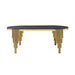 79.53 in. Oval Dining Table with Black Glass Top and Gold Stainless Steel Base, 8 Seats Default -DTYStore