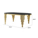 79.53 in. Oval Dining Table with Black Glass Top and Gold Stainless Steel Base, 8 Seats Default -DTYStore