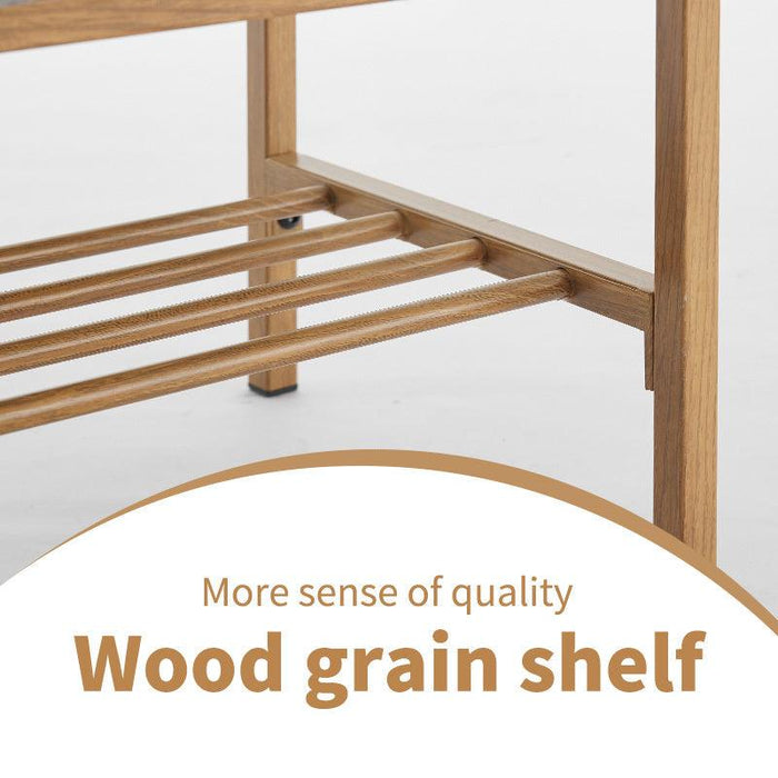 End of Bed Bench with Shelf, Linen Upholstered Storage Shoe Bench, Modern Bedroom Bench with Metal Legs for Living Room, Entryway, Dining Room, 300 LB, Linen Color (Beige)