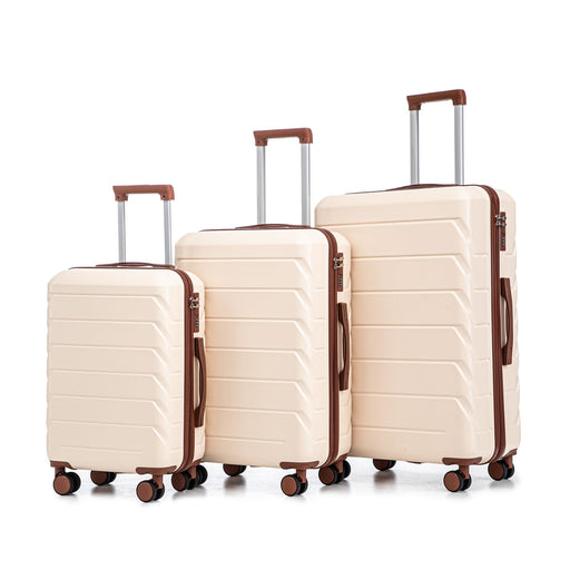 HIFINE TOURIST 20"/24"/28" 3 pcs/set in ABS Spinner Wheel Luggage, Matching Color , With Combination Lock (Beige)