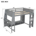 Wood Full Size Gaming Loft Bed with Desk, Multi-storage Shelves, LED and a Hanging Clothes Rack, Gray - DTYStore