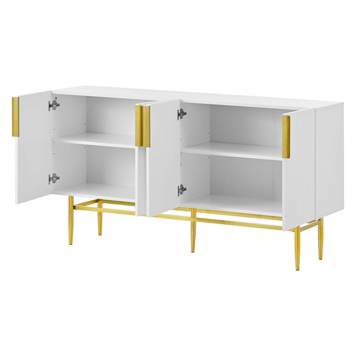 Modern Elegant 4-door Sideboard Gold Metal Handle Buffet Cabinet for Dining Room, Living Room, Bedroom, Hallway - DTYStore