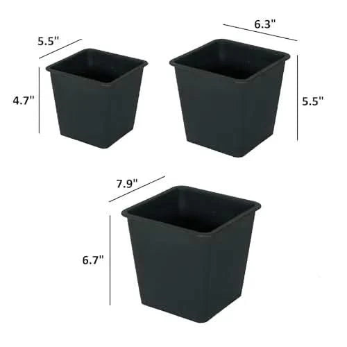 7.9' Square Nursery Plant Pot - Garden Plastic Pots with Drainage (5-Pack) Default -DTYStore
