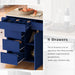 Store Kitchen Cart with Rubber Wood Countertop , Kitchen Island has 8 Handle-Free Drawers Including a Flatware Organizer and 5 Wheels for Kitchen Dinning Room, Dark Blue - DTYStore