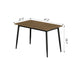 Modern minimalist walnut wood grain tabletop dining table and chair 4-piece set, stylish dining table, kitchen dining table, black metal leg design, suitable for 4-6 people dining