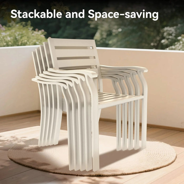 7 Pieces Outdoor Patio Dining Set, 6 Stackable Metal Dining Chairs and 52.95' Round Metal Dining Table, Outdoor Table and Chairs for Lawn Garden Backyard Deck Default -DTYStore