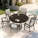 7 Pieces Patio Dining Set, Patio Furniture Set of 6 Patio Stackable Dining Chairs and 52.95' Outdoor Metal Round Table Default -DTYStore