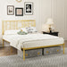 Metal Steel Platform Bed Frame with Iron-art Headboard (Queen Size) - Gold - DTYStore
