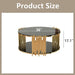 Modern minimalist light luxury style stainless steel circular coffee table, black tempered glass countertop, living room coffee table - DTYStore