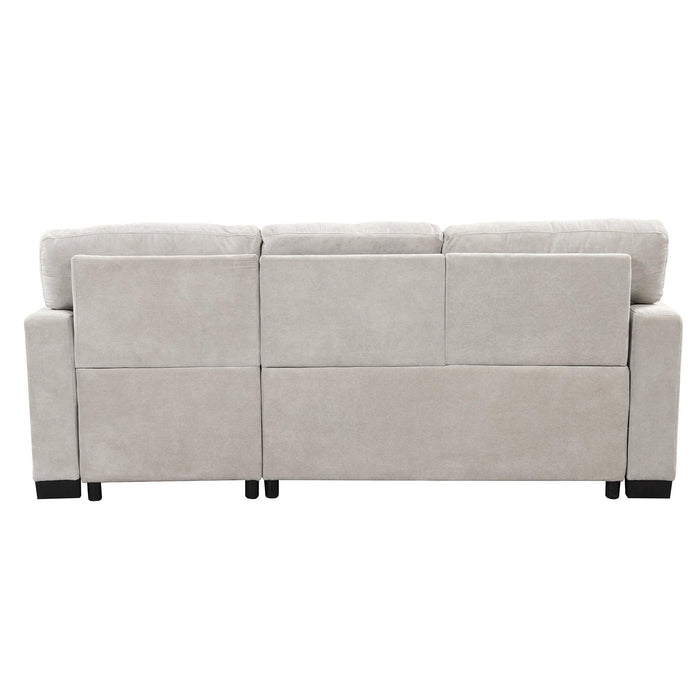 Stylish and Functional Light Chaise Lounge Sectional with Storage Rack Pull-out Bed Drop Down Table and USB Charger Light Gray - DTYStore