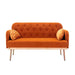 Modern Velvet Loveseat Sofa , Comfy Upholstered 2-Seater Sofa with Gold Metal Legs, Small Loveseat Accent Couch for Living Bedroom Leisure Areas (Orange Velvet) - DTYStore