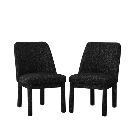 21.46" Wide Modern Minimalist Dining Chair Set Of Two, Chenille Upholstered, Rubberwood Legs, High Curved Backrest, Suitable For Dining Room, Kitchen, Living Room, Bedroom, Apartment, Black/Gray