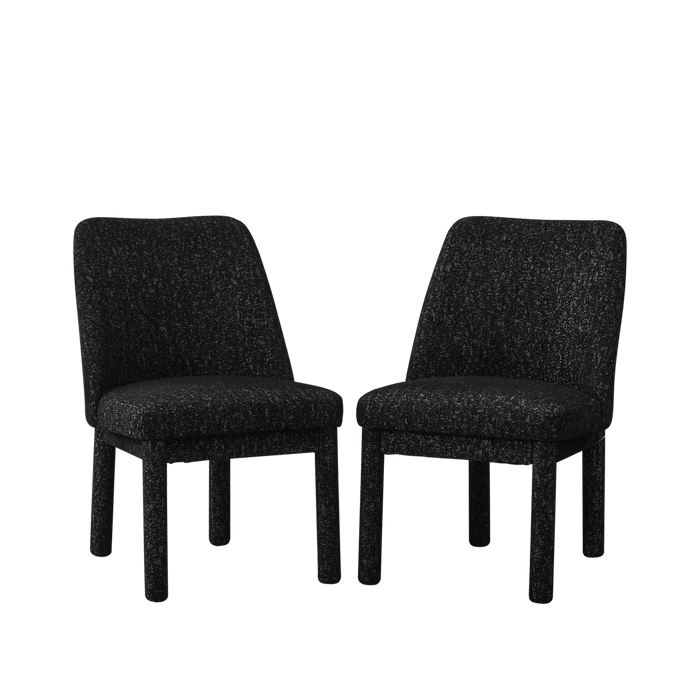 21.46" Wide Modern Minimalist Dining Chair Set Of Two, Chenille Upholstered, Rubberwood Legs, High Curved Backrest, Suitable For Dining Room, Kitchen, Living Room, Bedroom, Apartment, Black/Gray