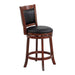 Comfortable Swivel Counter Height Chair 1pc Dark Cherry Finish Faux Leather Upholstery Solid Wood Furniture - DTYStore