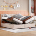 King Size Upholstered Platform Bed with a Hydraulic Storage System, Beige - DTYStore