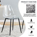 Modern minimalist transparent dining chair, plastic chair, armless crystal chair, Nordic creative makeup stool, negotiation chair, set of 4 pieces, black metal legs,TW-1200 - DTYStore