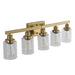 Golden 5-Light Vanity Light with Clear Glass Shades, Modern Iron Metal Bathroom Wall Fixture for Mirror, Ideal for Bathroom and Dressing Table (No Bulbs) - DTYStore