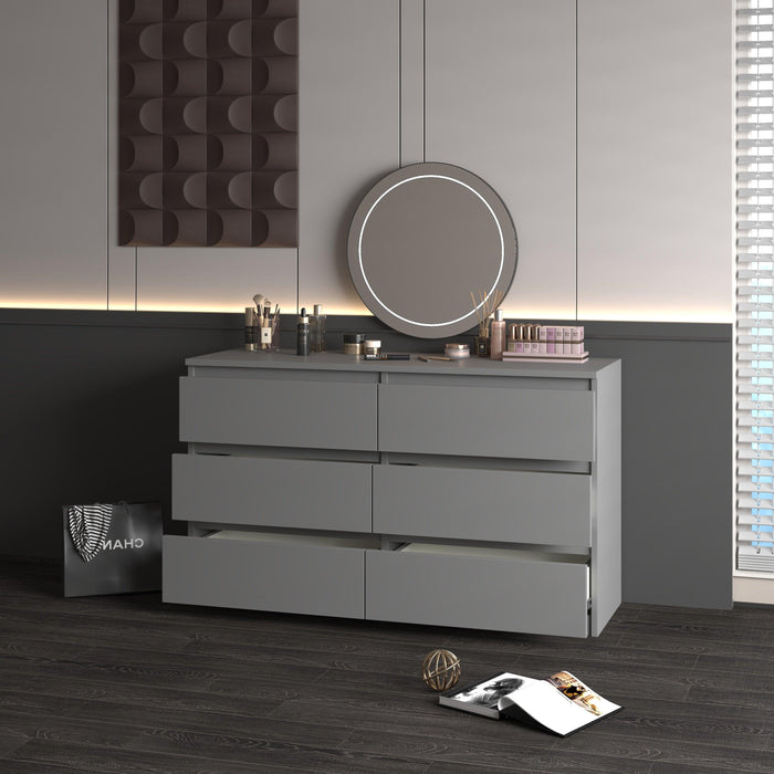 Grey Large 6 drawers chest of drawer dressers table - DTYStore