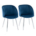 Fran Contemporary Chair in Chrome and Blue Velvet by LumiSource - Set of 2 - DTYStore