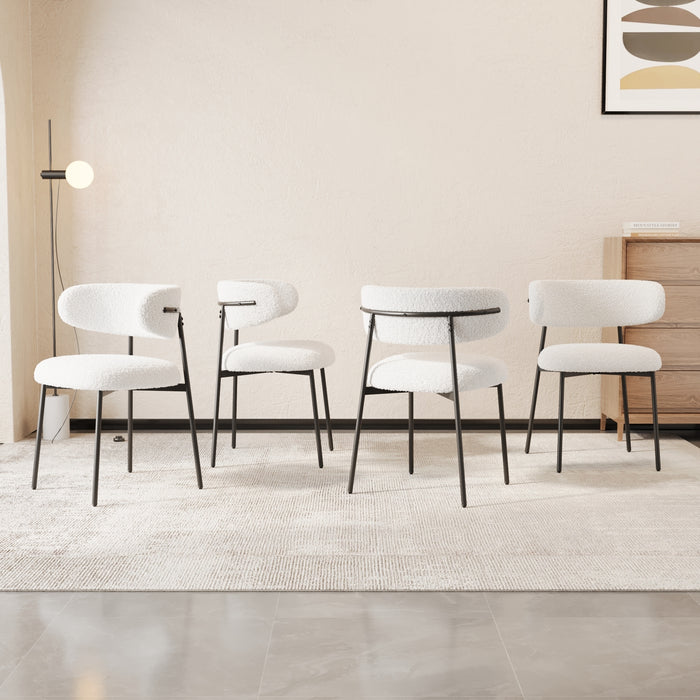 Modern minimalist walnut wood grain tabletop dining table and chair 4-piece set, stylish dining table, kitchen dining table, black metal leg design, suitable for 4-6 people dining