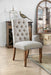 Contemporary Ivory Fabric 2pcs Side Chairs Bold Sturdy Design Rustic Oak Solidwood Tufted Back Nailhead Dining Chairs Furniture - DTYStore