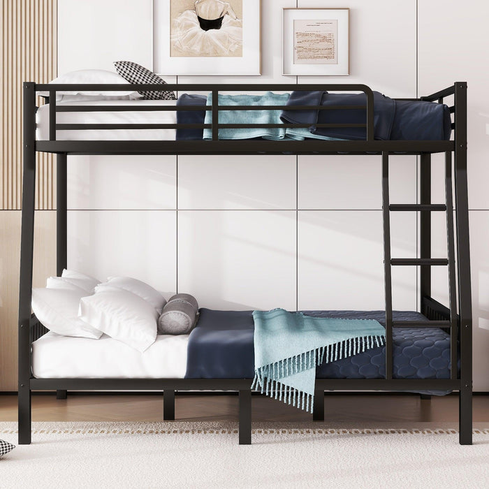 Full XL Over Queen Metal Bunk Bed with Ladder and Slats Support for Adults Teens, Black - DTYStore