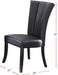 Black Faux Leather Upholstered Lines back Set of 2pc Chairs Dining Room Wide Flair back Chair - DTYStore