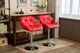 Glasgow Contemporary Tufted Adjustable Height Hidraulic Bar Stools, Set of 2, Red - DTYStore