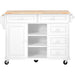Kitchen cart with Rubber wood desktop rolling mobile kitchen island with storage and 5 draws 53 Inch length(White) - DTYStore