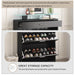 Slim Entryway Organizer with 2 Flip Drawers, Tempered Glass Top Shoe Storage Cabinet with Drawer, Free Standing Tipping Bucket Shoe Rack with LED Light for Hallway, Black - DTYStore