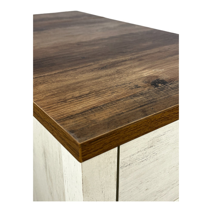 Farmhouse End Table with Charging Station,Night Stand with Barn Door and Drawer, Storage for Bedroom Living Room ,Bedside Table, Bedside Table Brown+white color