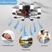 21.7 inch Ceiling Fan Light - Windmill-shaped Flush Mount Ceiling Fan with Light with Remote Control and Timer,Black - DTYStore