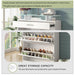 Slim Entryway Organizer with 2 Flip Drawers, Tempered Glass Top Shoe Storage Cabinet with Drawer, Free Standing Tipping Bucket Shoe Rack with LED Light for Hallway, White - DTYStore