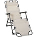 Outsunny Folding Chaise Lounge Chair for Outside, 2-in-1 Tanning Chair with Pillow & Pocket, Adjustable Pool Chair for Beach, Patio, Lawn, Deck, Cream White - DTYStore