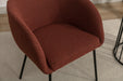 040-Set of 2 Boucle Fabric Dining Chairs With Black Metal Legs,Wine Red - DTYStore