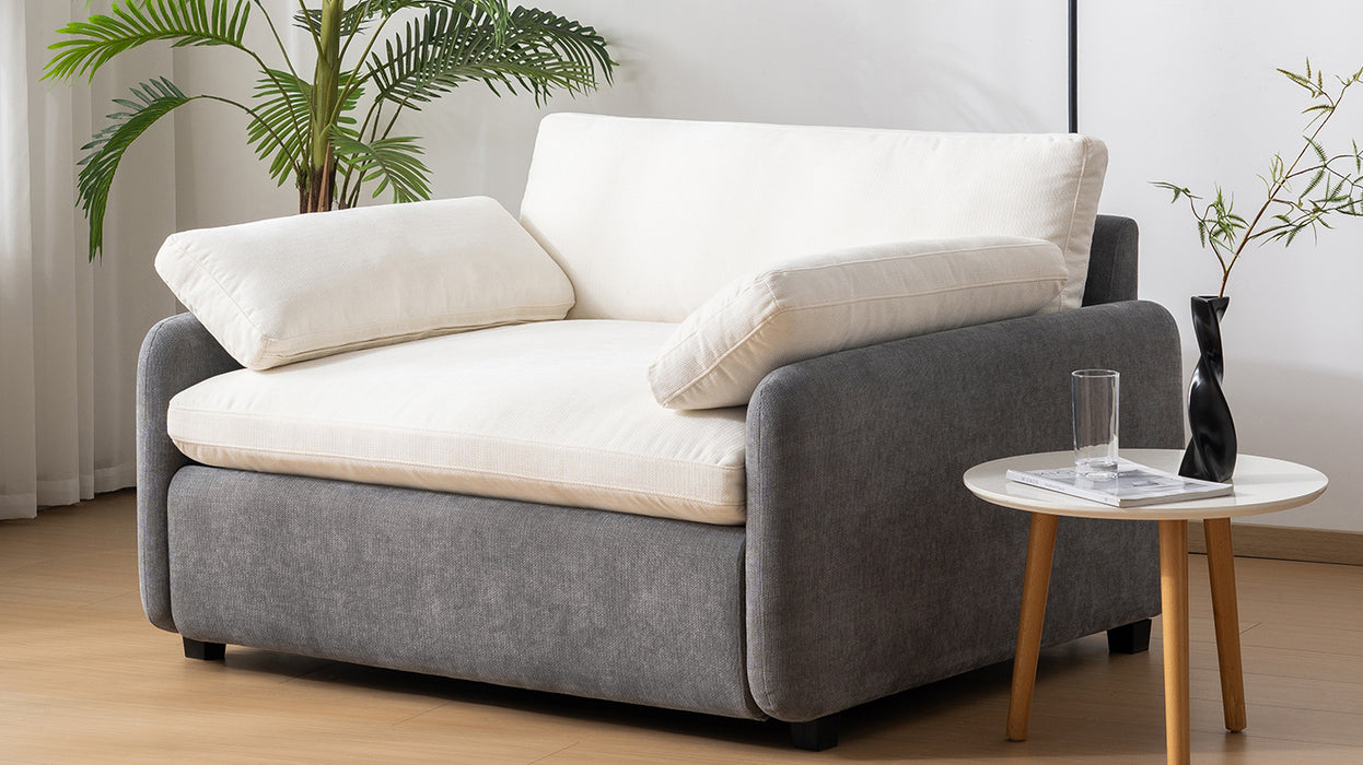 50*43" Oversized Chenille Single Sofa Chair,Wide and Deep Seat Accent Chair,Modern Upholstered Comfy Armchair,Color Blocking Couch Lounge with Pillows for Living Room,Apartment,Bedroom,3 Colors