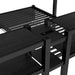Full XL Over Twin & Twin Triple Bunk Bed with Drawers, Multi-functional Metal Frame Bed, Bed Head with Shelving & USB, Black - DTYStore