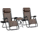 Outsunny Zero Gravity Chair Set with Side Table, Folding Reclining Chair with Cupholders & Pillows, Adjustable Lounge Chair for Pool, Backyard, Lawn, Beach, Brown - DTYStore