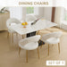 061-Set of 1 Teddy Fabric Dining Chairs With Curved Backrest and Golden Metal Legs for Kitchen or Dining Room ,White - DTYStore