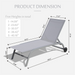 Chaise Lounge Outdoor Set of 2, Lounge Chairs for Outside with Wheels, Outdoor Lounge Chairs with 5 Adjustable Position, Pool Lounge Chairs for Patio, Beach, Yard, Deck, Poolside(Grey,2 Lounge Chairs) - DTYStore